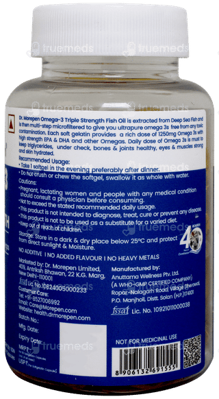 Dr Morepen Omega 3 Fish Oil Triple Strength 1250mg Capsule 60