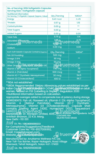 Dr Morepen Omega 3 Deep Sea Fish Oil 500mg Capsule 60