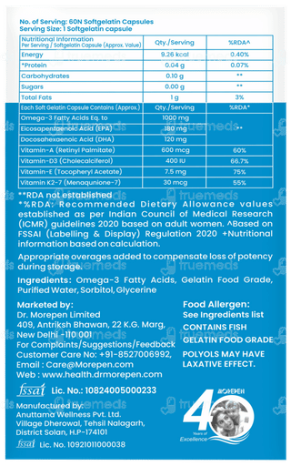 Dr Morepen Omega 3 Deep Sea Fish Oil 1000mg Capsule 60