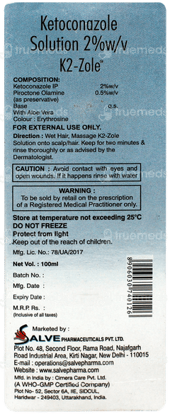K2 Zole Solution 100Ml