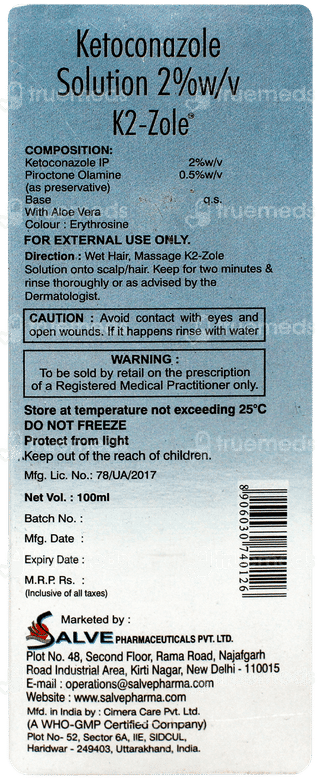 K2 Zole Solution 100Ml