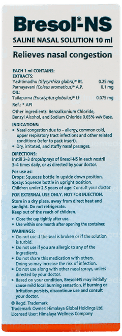 Himalaya Bresol Ns Nasal Solution 10ml