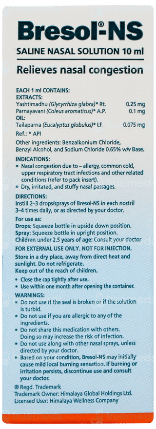 Himalaya Bresol Ns Nasal Solution 10ml