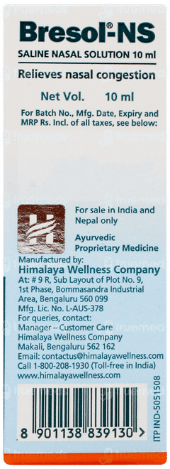 Himalaya Bresol Ns Nasal Solution 10ml