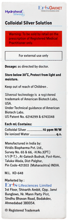 Hydroheal Silwash Solution 60ml