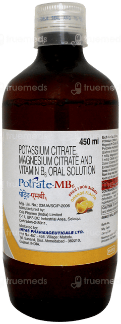 Potrate Mb6 Orange Flavour Free From Sugar Solution 450ml
