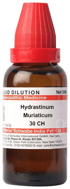 Dr Willmar Schwabe India Hydrastinum Muriaticum Dilution 30 CH Solution 30 ML Dr Willmar Schwabe India Hydrastinum Muriaticum Dilution 30 CH Solution 30 ML