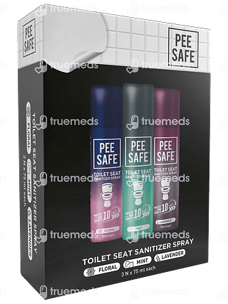 Pee Safe Toilet Seat Sanitizer Spray Mint Lavender Floral 3 Bottle Of 75 ML