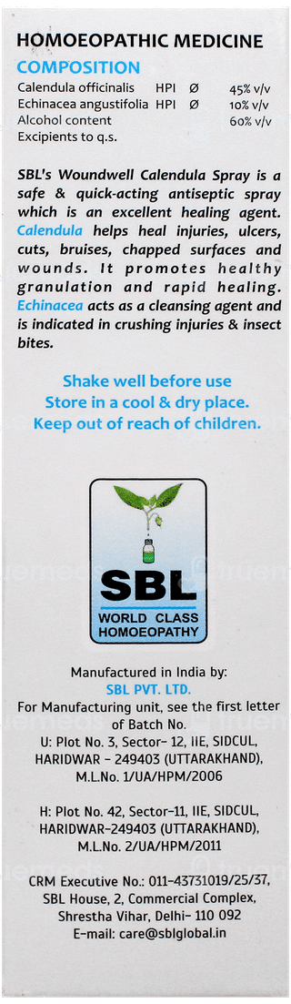 Sbl Woundwell Calendula Spray 50Ml