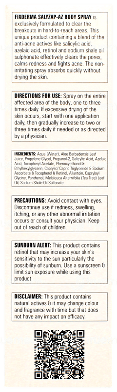 Fixderma Salyzap Az Body Acne Spray 100ml