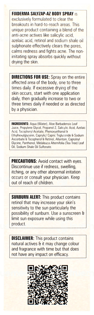 Fixderma Salyzap Az Body Acne Spray 100ml
