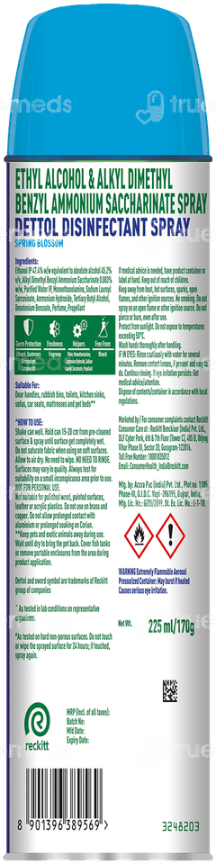 Dettol Spring Blossom New Multi Surface Disinfectant Spray 225ml