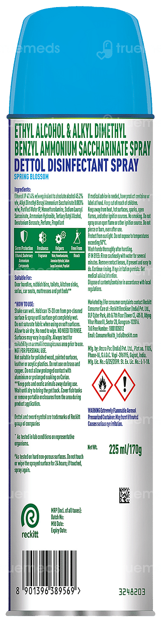 Dettol Spring Blossom New Multi Surface Disinfectant Spray 225ml