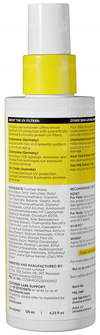 Sun Scoop Hydrating Fluid Spf 60 Pa++++ Face And Body Sunscreen Spray 125ml