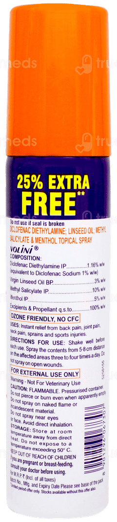 Volini Pain Relief Spray 42gm+11gm Free