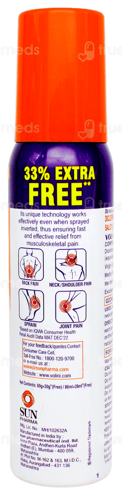Volini Pain Relief Spray 60gm + 20gm Free