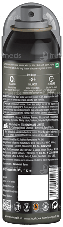 Eva Wild For Women No Alcohol Skin Friendly Deodorant Spray 150ml