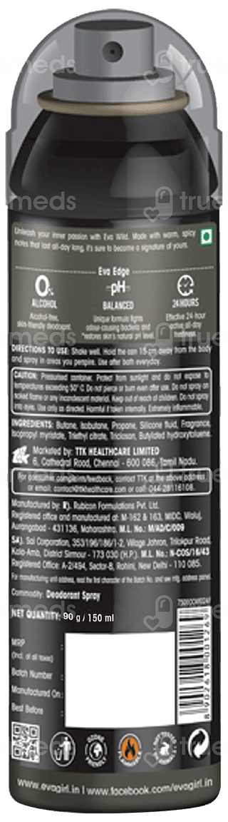 Eva Wild For Women No Alcohol Skin Friendly Deodorant Spray 150ml