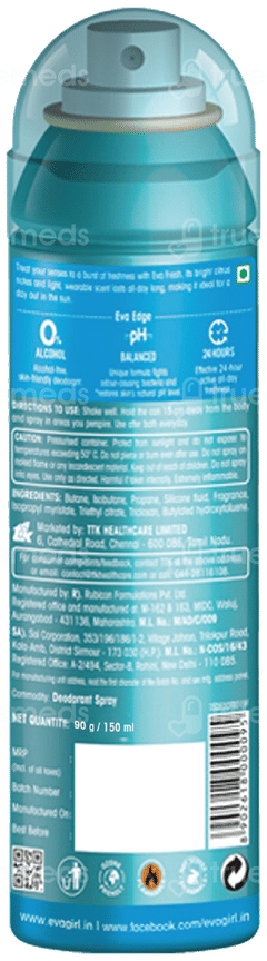 Eva Fresh For Women No Alcohol Skin Friendly Deodorant Spray 150ml