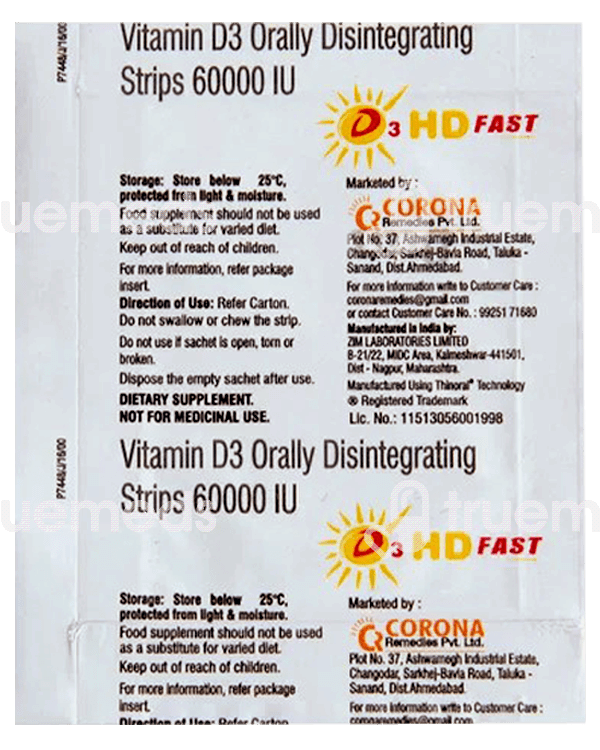 D3 Hd Fast Oral Disintegrating 60000 Iu Strips Uses, Side Effects