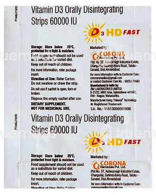 D3 Hd Fast Oral Disintegrating 60000 IU Strips 1