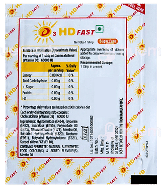 D3 Hd Fast Oral Disintegrating 60000 IU Strips 1