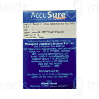 Accusure Sensor Blood Glucose Test Strips 25