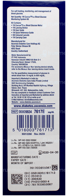 Contour Plus Blood Glucose Monitoring System 1 With 25 Test Strips Free