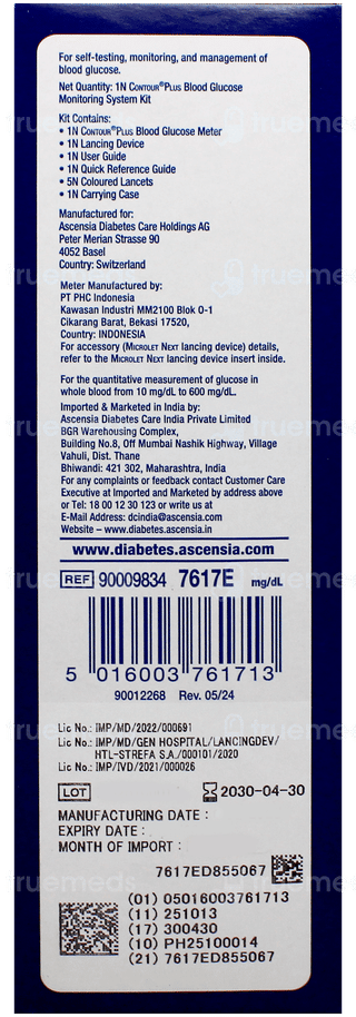 Contour Plus Blood Glucose Monitoring System 1 With 25 Test Strips Free