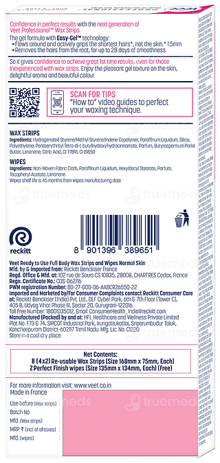 Veet Normal Skin Half Body Waxing Kit 8 Strips