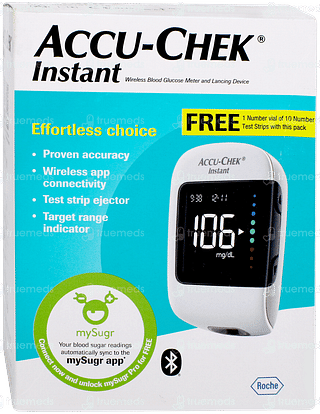 Accu Chek Instant Blood Glucose Meter With 10 Test Strips Free