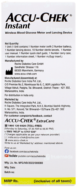 Accu Chek Instant Blood Glucose Meter With 10 Test Strips Free