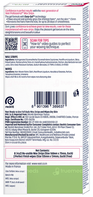 Veet Professional Dry Skin Wax Strips 8