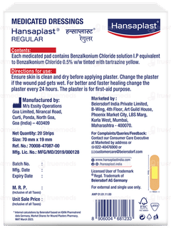 Hansaplast Regular Antiseptic Strips 20