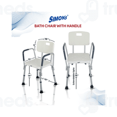 Simons Portable Lightweight Bath Shower Chair With Backrest And Side Liftable Handles 1