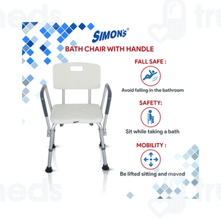 Simons Portable Lightweight Bath Shower Chair With Backrest And Side Liftable Handles 1