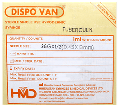 Dispo Van 26G X 1/2 (0.45 X 13Mm) Hypodermic Needle 100
