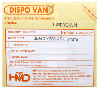 Dispo Van 26G X 1/2 (0.45 X 13Mm) Hypodermic Needle 100
