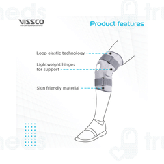Vissco Core Elastic Hinged With Open Patella 0718 Grey Medium Knee Brace 1