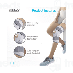 Vissco Core Elastic Hinged With Open Patella 0718 Grey Medium Knee Brace 1