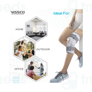 Vissco Core Elastic Hinged With Open Patella 0718 Grey Medium Knee Brace 1