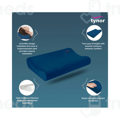 Tynor Blue Contoured Cervical Pillow Memory Foam 1