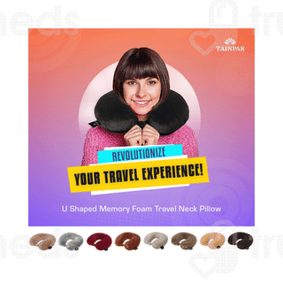 Tainpar U Shape Memory Foam Black Neck Pillow 1