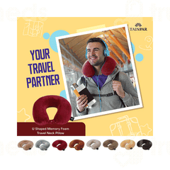 Tainpar U Shape Memory Foam Burgundy Neck Pillow 1