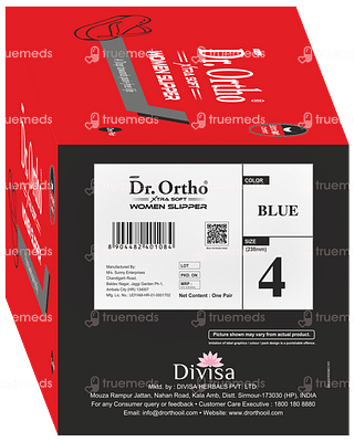 Dr Ortho Xtra Soft Blue Size 4 Women Slippers Pair 1