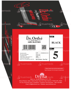 Dr Ortho Xtra Soft Black Size 5 Men Slippers Pair 1