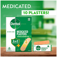 Dettol Medicated Washproof 2 In 1 Protection Plaster  Pack Of 10 Strips