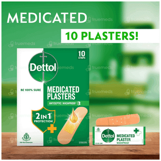 Dettol Medicated Washproof 2 In 1 Protection Plaster  Pack Of 10 Strips