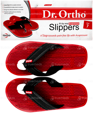 Dr Ortho Red & Black Acupressure Slippers Size 7 Pair 1