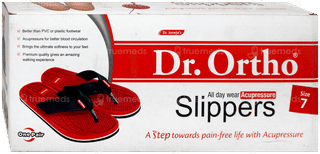 Dr Ortho Red & Black Acupressure Slippers Size 7 Pair 1